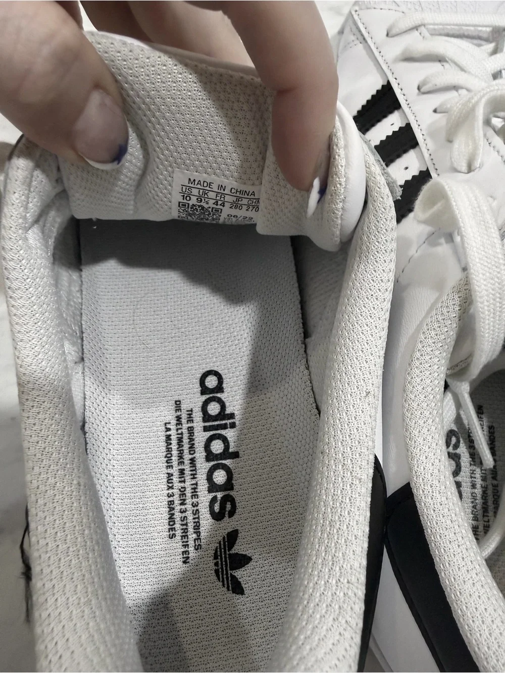 adidas White Sneakers with Black Stripes